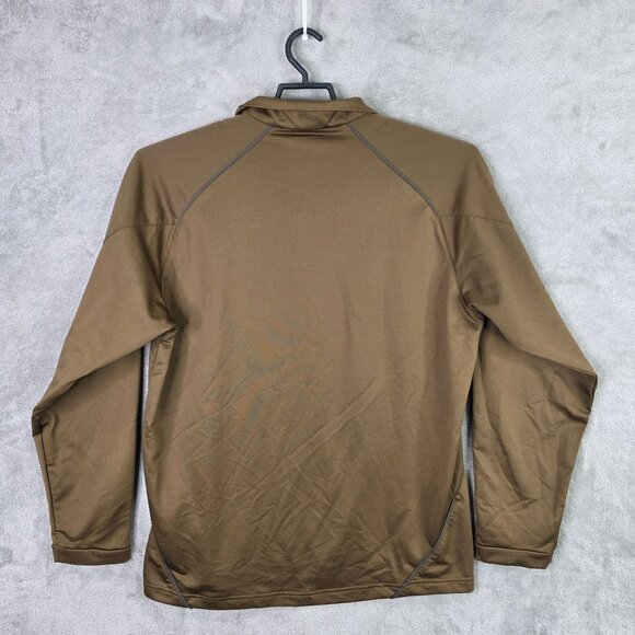 Mens Antigua Desert Dry Brown 1/4 Zip Polo Shirt Long Sleeve Polyester Size L - Picture 4 of 7